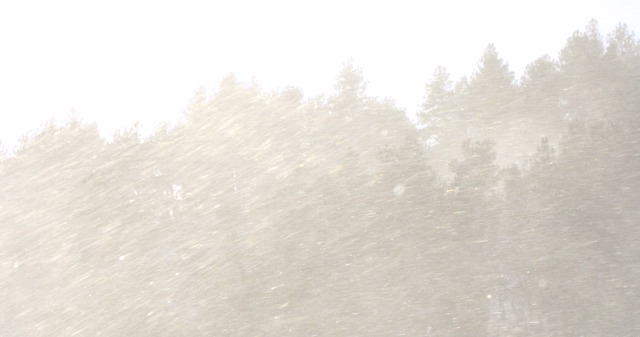 Wind Whips the Snow Across the Ridge in Front of the House