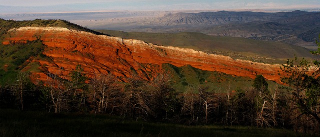Last Sunlight on Red Ridge Near Junction of Sunlight Basin Road (Dead Indian Hill Road) and WY HWY 120