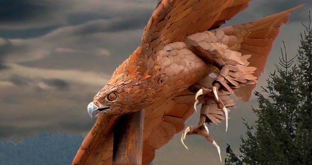 Eagle on a Stick Close Up in Libby MT