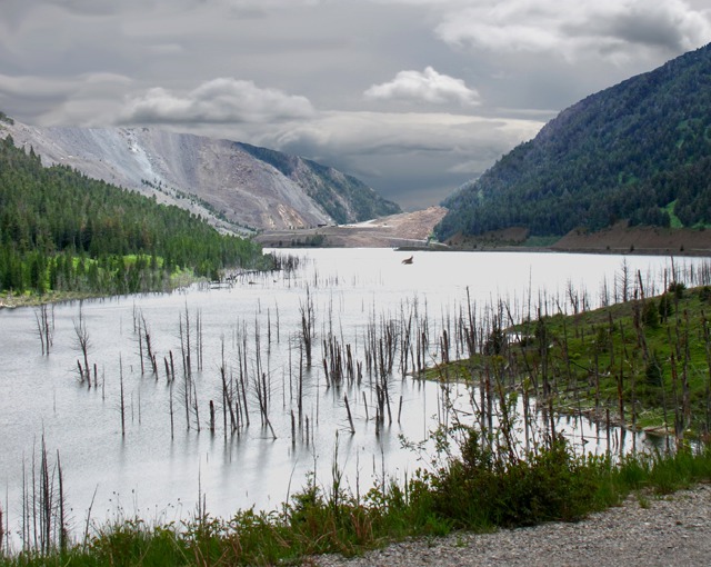 Looking "Downstream" Over Quake Lake Toward Landslide That Blocked Madison River