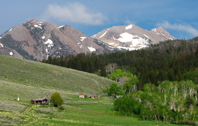Cabin and Peaks Along Red Rocks Valley North Wall