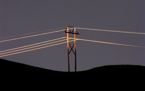 Low Sun Hits Utility Pole