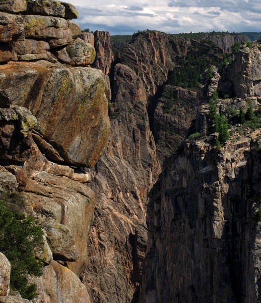 Looking Up-Canyon Near Sundown in Black Canyon of the Gunnison National Park CO