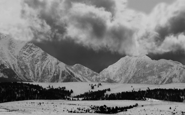 Spanish Peaks South of Bozeman MT Enveloped in Clouds