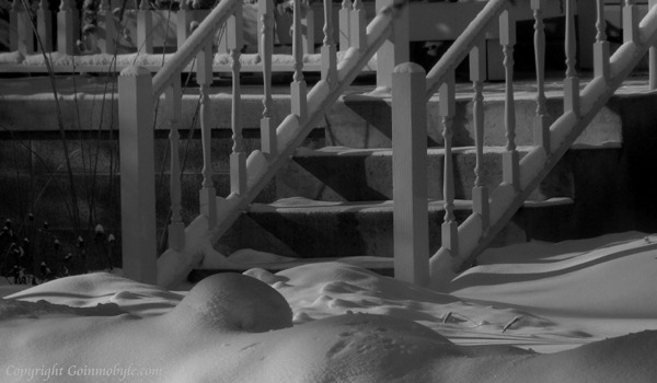 Stairs and Snow Bank in Bozeman