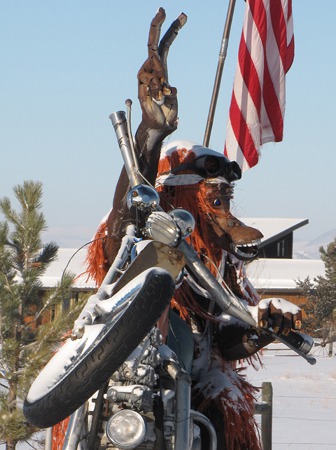 Motorcycle Ape Sculpture by Jim Dolan