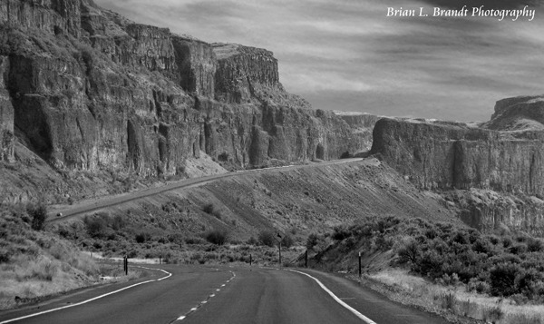 Road Through Basalt B&W